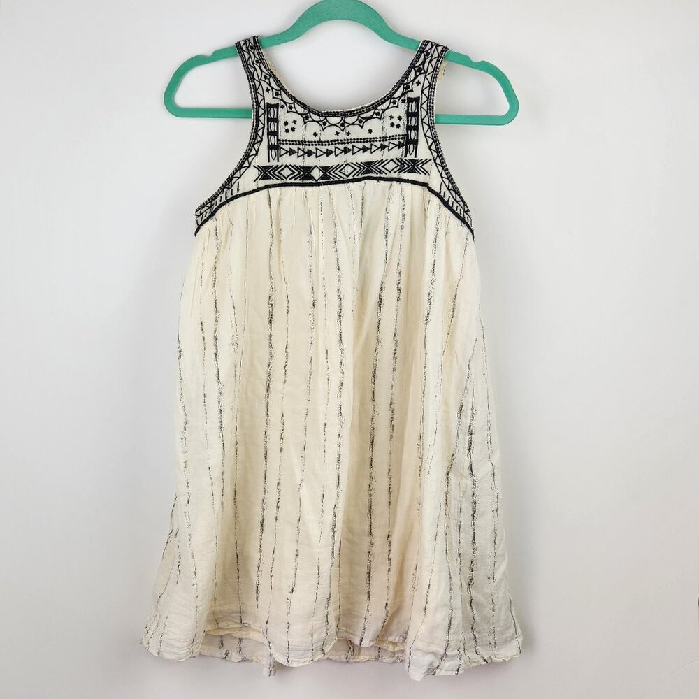 World Market Embroidered Striped Gauzy Babydoll Dress sz S/M